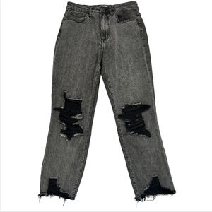 Simple Society Gray and Black Distressed Ankle Denim Jeans